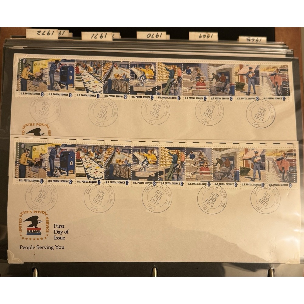 100‎ Mixed UNITED States First Day Covers Stamps 1970-1973. Rare Lot No Binder